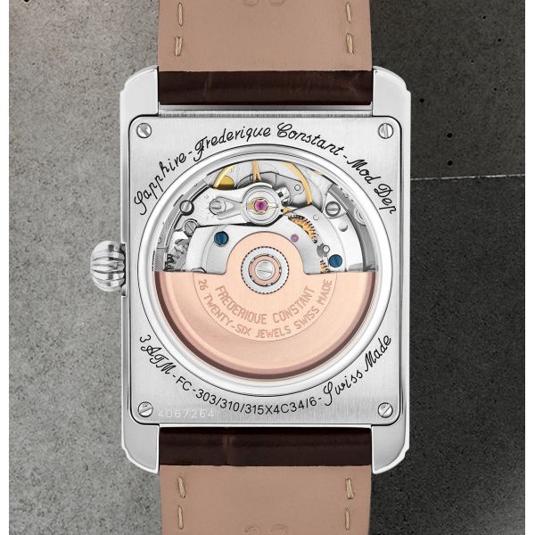 Montre Frederique Constant Classics Carrée Cadran Saumon Bracelet Cuir