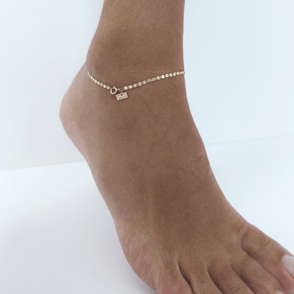 Bracelet Cheville Vanrycke Skin Tattoo Or Rose 18k 24cm
