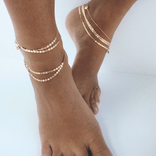 Bracelet Cheville Vanrycke Skin Tattoo Or Rose 18k 24cm