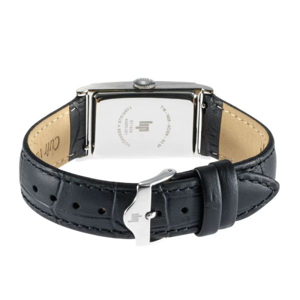 Montre Lip Churchill T18 Cadran Argent Bracelet Cuir Noir