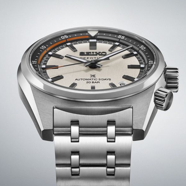 Montre Seiko Automatique Speedtimer SPB513JJ1 Cadran Blanc Bracelet Acier