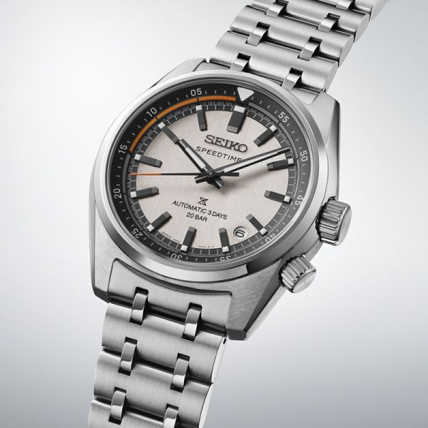 Montre Seiko Automatique Speedtimer SPB513JJ1 Cadran Blanc Bracelet Acier