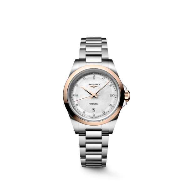 Montre Longines Conquest 30mm Automatique Cadran Nacre blanche Bracelet Acier