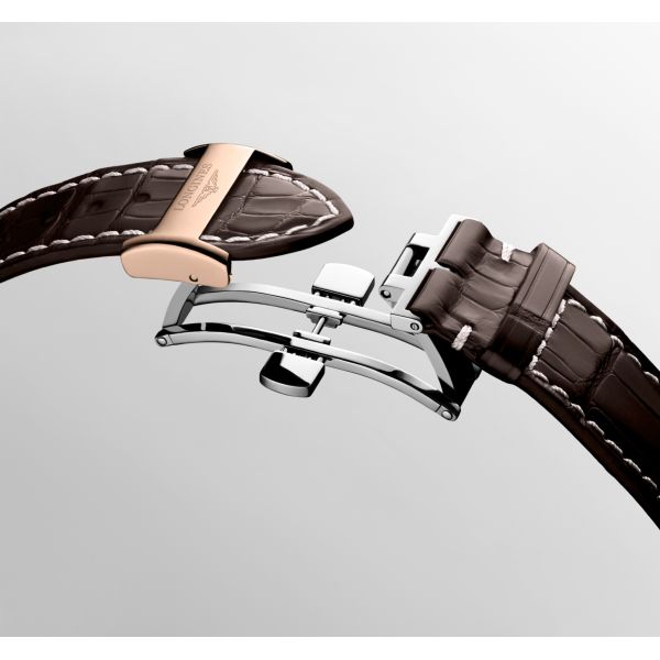 Montre Longines Master Collection 40mm Automatique Cadran Argenté "grain d'orge" Bracelet Alligator