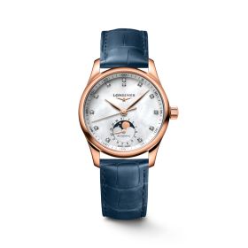 Montre Longines Master Collection Moonphase 34mm Automatique Cadran Nacre blanche Bracelet Alligator