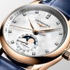 Montre Longines Master Collection Moonphase 34mm Automatique Cadran Nacre blanche Bracelet Alligator