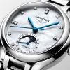 Montre Longines Primaluna Moonphase 34mm Automatique Cadran Nacre blanche Bracelet Acier