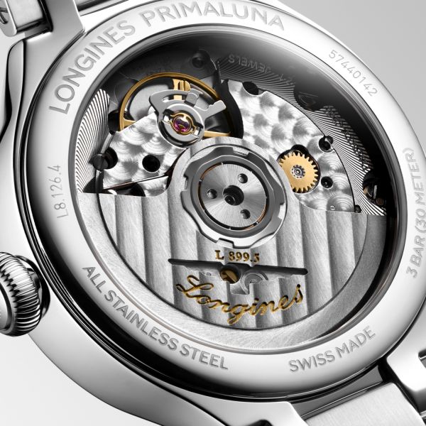 Montre Longines Primaluna Moonphase 34mm Automatique Cadran Argenté Bracelet Acier