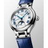 Montre Longines Primaluna Moonphase 34mm Automatique Cadran Argenté Bracelet Alligator