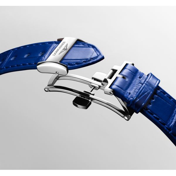 Montre Longines Primaluna Moonphase 34mm Automatique Cadran Argenté Bracelet Alligator
