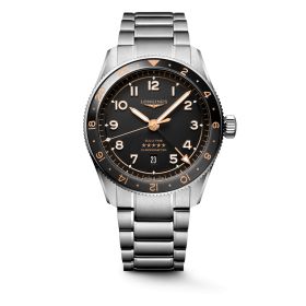 Montre Longines Spirit Zulu Time 42mm Automatique Cadran Noir mat Bracelet Acier