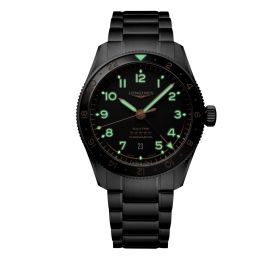 Montre Longines Spirit Zulu Time 42mm Automatique Cadran Noir mat Bracelet Acier