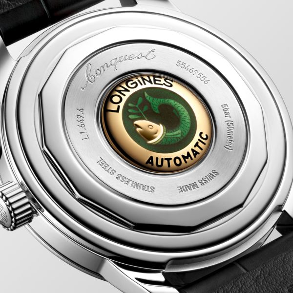 Montre Conquest Heritage 38mm Automatique Cadran Vert laqué poli Bracelet Alligator
