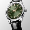 Montre Conquest Heritage 38mm Automatique Cadran Vert laqué poli Bracelet Alligator