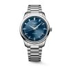 Montre Conquest Heritage 40mm Automatique Cadran Bleu laqué poli Bracelet Acier