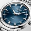 Montre Conquest Heritage 40mm Automatique Cadran Bleu laqué poli Bracelet Acier