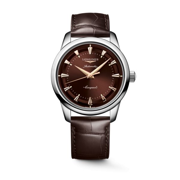 Montre Conquest Heritage 40mm Automatique Cadran Brun Bracelet Alligator