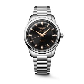 Montre Conquest Heritage 40mm Automatique Cadran Noir laqué poli Bracelet Acier