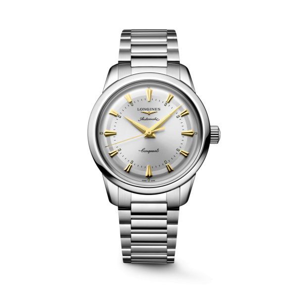 Montre Longines Conquest Heritage 38mm Automatique Cadran Argenté Bracelet Acier