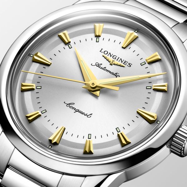 Montre Longines Conquest Heritage 38mm Automatique Cadran Argenté Bracelet Acier