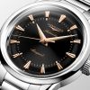 Montre Longines Conquest Heritage 38mm Automatique Cadran Noir laqué poli Bracelet Acier