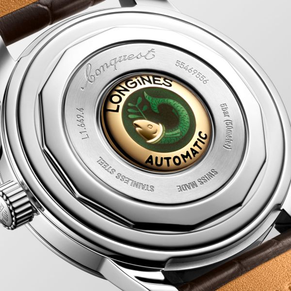 Montre Longines Conquest Heritage 38mm Automatique Cadran Brun Bracelet Alligator