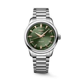 Montre Longines Conquest Heritage 38mm Automatique Cadran Vert laqué poli Bracelet Acier