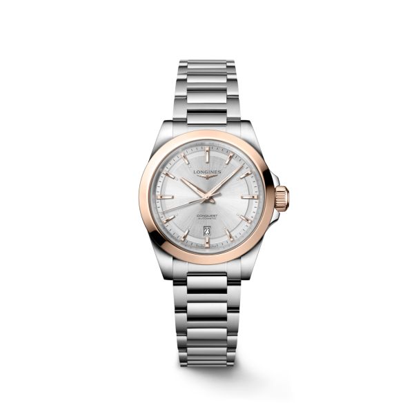 Montre Longines Conquest 30mm Automatique Cadran Argenté "soleil" Bracelet Acier