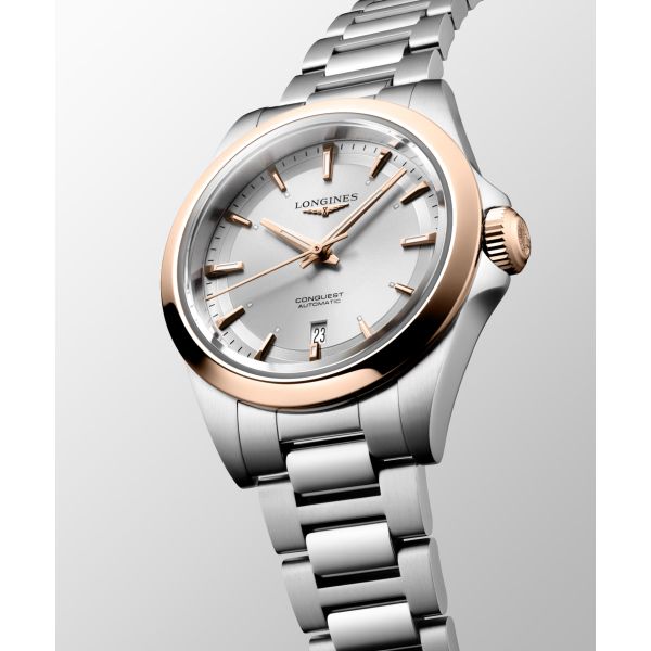 Montre Longines Conquest 30mm Automatique Cadran Argenté "soleil" Bracelet Acier