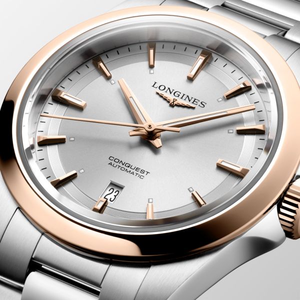 Montre Longines Conquest 30mm Automatique Cadran Argenté "soleil" Bracelet Acier