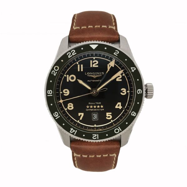 Montre Occasion Longines Spirit Zulu Time Automatique 42mm cadran Anthracite bracelet cuir