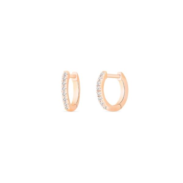 Mini Créoles Ginette NY Be Mine Diamants Or Rose