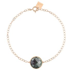 Bracelet Ginette NY Pixie Ever Black Mop Disc Bracelet Or Rose Nacre