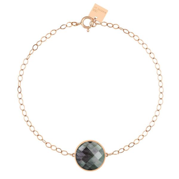 Bracelet Ginette NY Pixie Ever Black Mop Disc Bracelet Or Rose Nacre