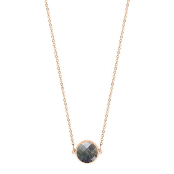 Collier Ginette NY Mini Pixie Ever Disc On Chain Or Rose Nacre Noire