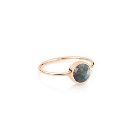 Bague Ginette NY Mini Pixie Ever Disc Ring Or Rose Nacre Noire