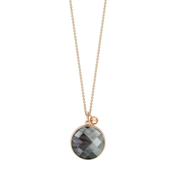 Collier Ginette NY Pixie Ever Disc On Chain Or Rose Nacre Noire