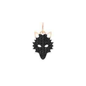 Pendentif Ginette NY Diamants Noirs Wolf Charm Or Rose