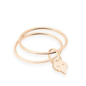Bague Ginette NY Wolf Double Cercle Or Rose