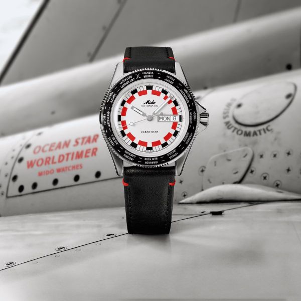 Montre Mido Ocean Star Decompression WorldTimer Noir Rouge