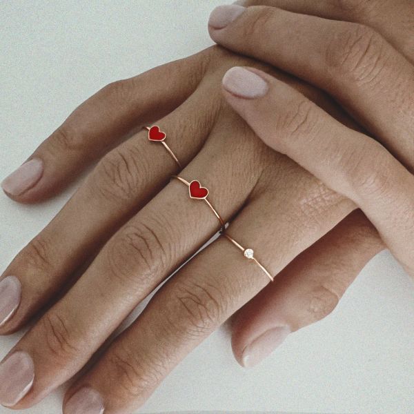 Bague Vanrycke Emoji Cœur Or Rose 18k