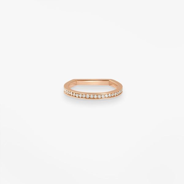 Chevalière Bonnie and Clyde Or rose 18k diamants