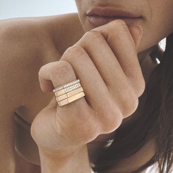 Chevalière Bonnie and Clyde Or rose 18k diamants