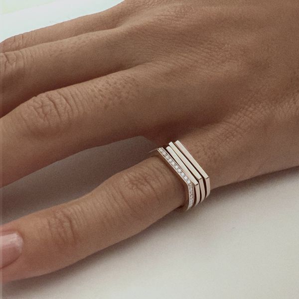Chevalière Bonnie and Clyde Or rose 18k diamants