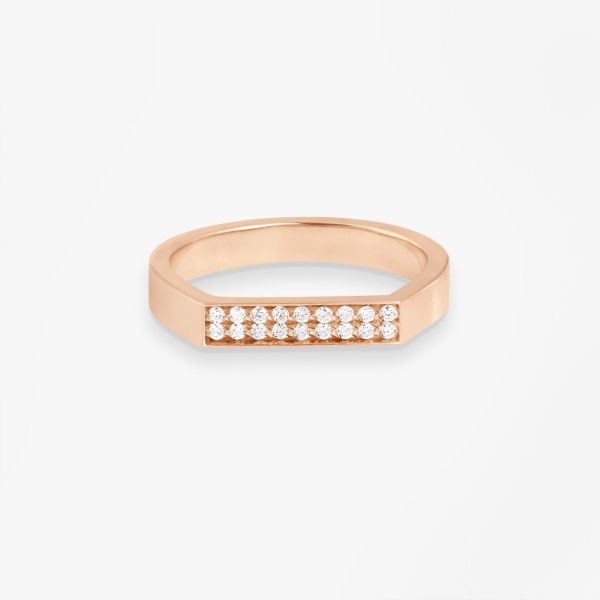 Chevalière Bonnie and Clyde Or rose 18k diamants 0,07ct
