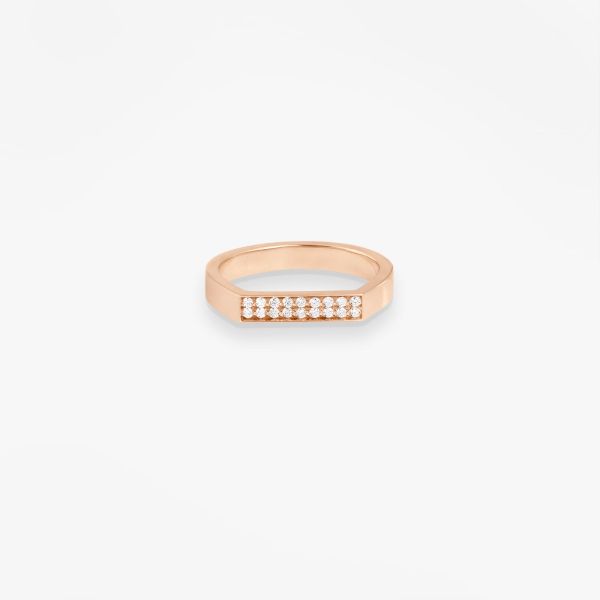 Chevalière Bonnie and Clyde Or rose 18k diamants 0,07ct