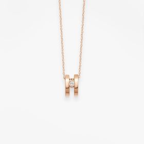 Collier Vanrycke Paris Charlie Or rose 2 anneaux diamant