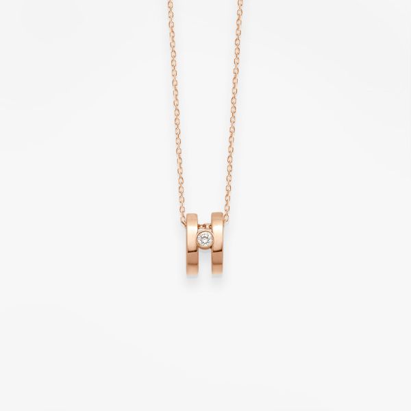 Collier Vanrycke Paris Charlie Or rose 2 anneaux diamant