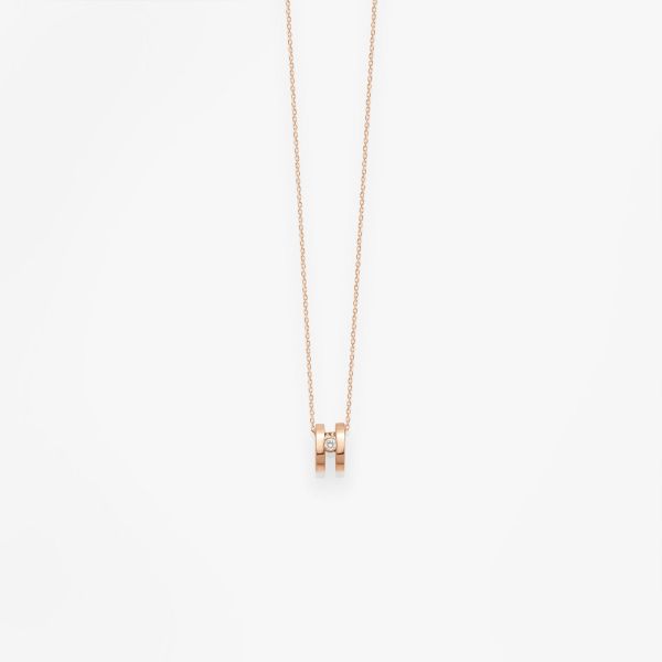 Collier Vanrycke Paris Charlie Or rose 2 anneaux diamant