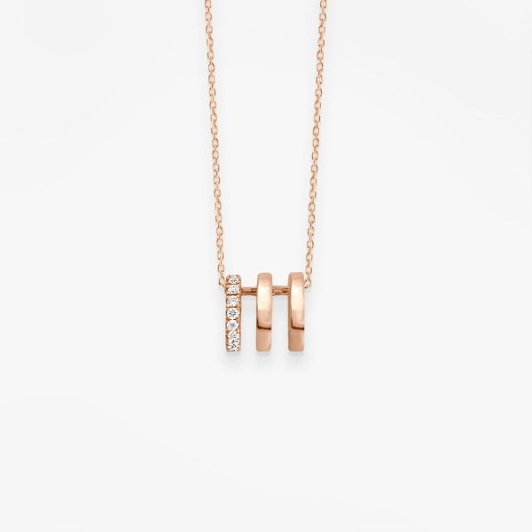 Collier Vanrycke Paris Charlie Or rose 3 anneaux diamants
